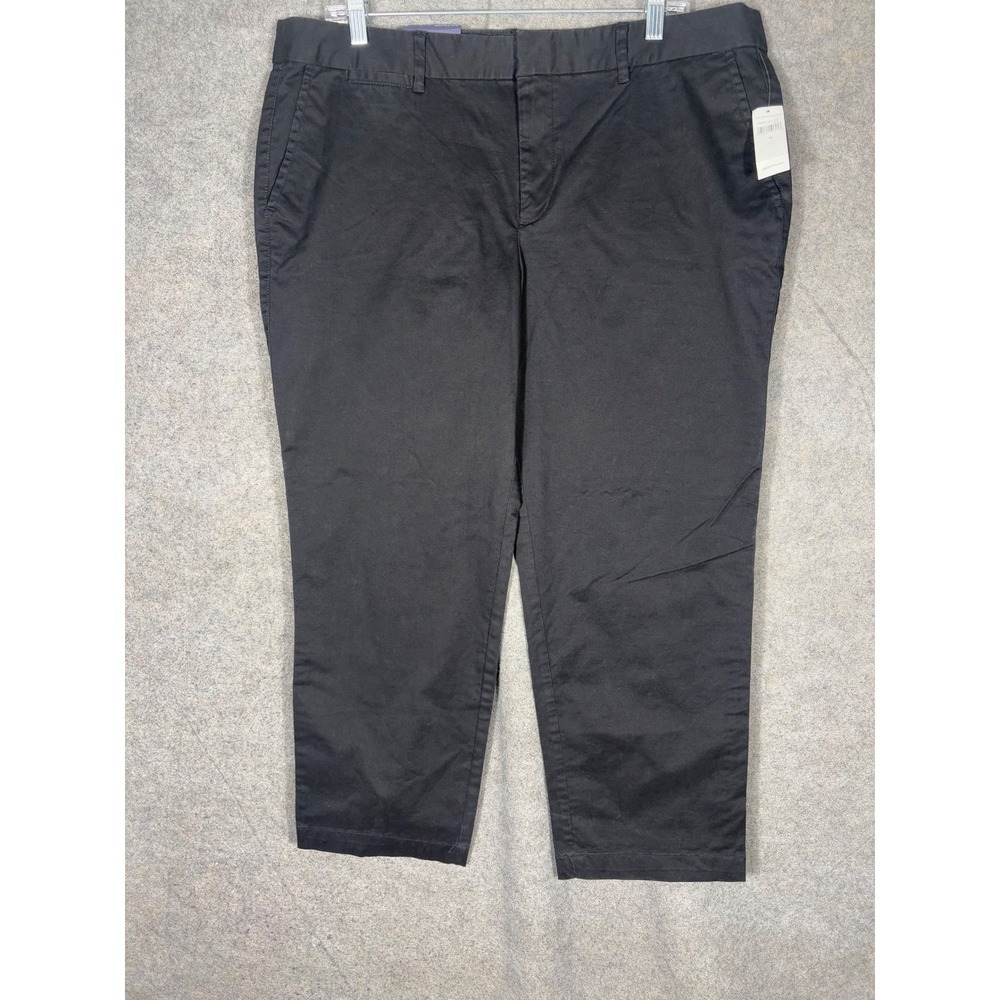 Gap Factory Womens Black Slim City‎ Crop Pants Mid Rise Chino Trousers Sz 16 NWT
